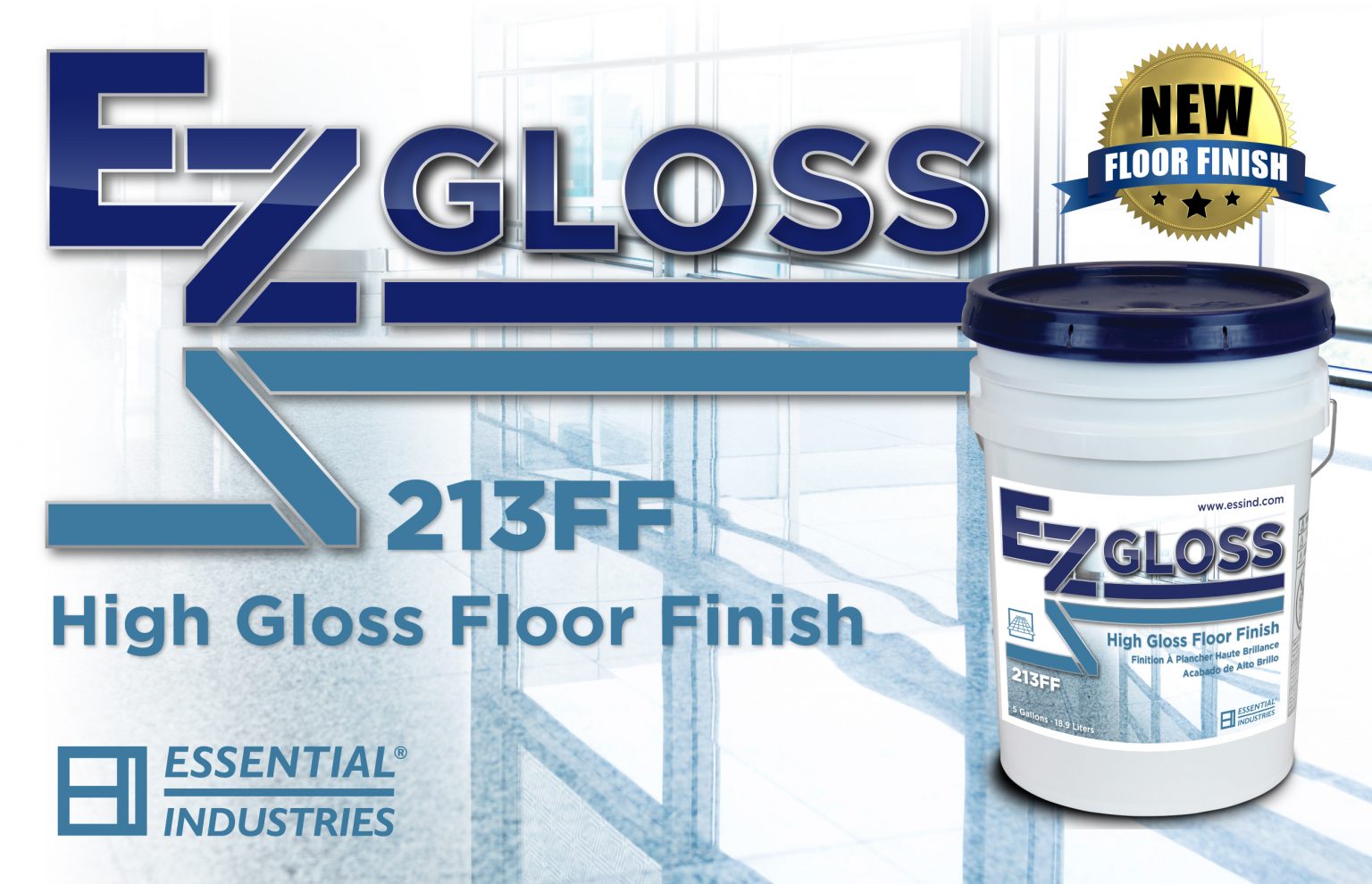 EZ Gloss High Gloss Floor Finish Essential Industries